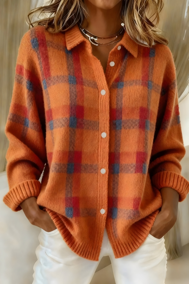 Anna | Soft cardigan with check pattern