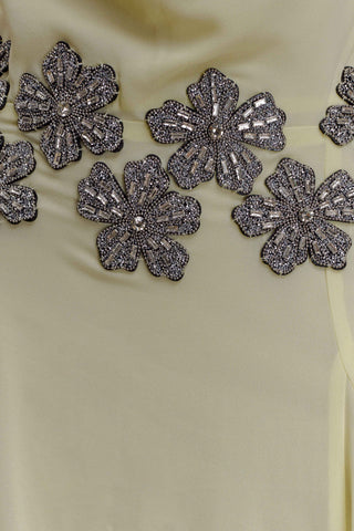 Abito lungo con scollo all'americana in chiffon floreale Santal - Limone