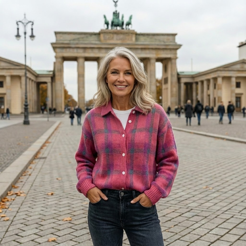 Anna | Soft cardigan with check pattern