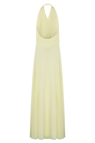 Abito lungo con scollo all'americana in chiffon floreale Santal - Limone