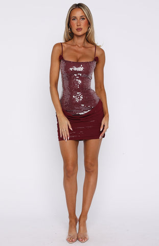Studio Starlet Sequin Mini Dress Wine